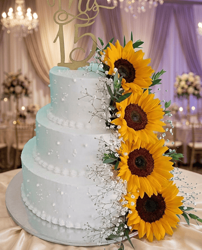 Pastel de XV años con diseño floral